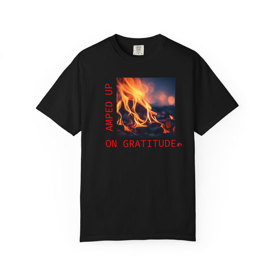 Amped Up on Gratitude Classic Tee — Black Flame Graphic T-Shirt