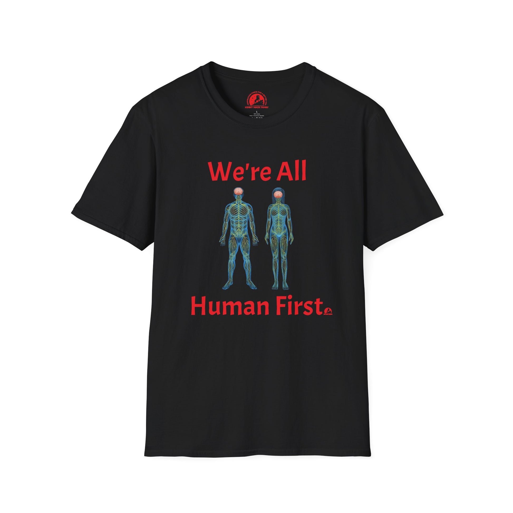 "We're All Human First shirt with a powerful message of equality and empathy"
"Empathy-driven 'We're All Human First' t-shirt promoting unity and respect"
"Humanity first message on 'We're All Human First' shirt for compassionate individuals"
"Inclusive 'We're All Human First' t-shirt for celebrating diversity and human connection"
"Unity and equality shirt with 'We're All Human First' message"
"Compassionate 'We're All Human First' shirt for those who value human dignity"
