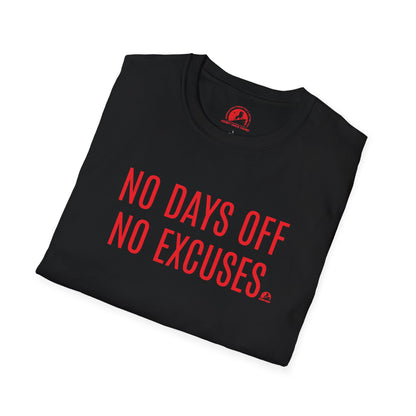 "No Days Off No Excuses shirt for individuals committed to hard work and success"
"Motivational 'No Days Off No Excuses' t-shirt for hustlers and goal-getters"
"No Excuses 'No Days Off' shirt for people dedicated to achieving their dreams"
"Grind and hustle with 'No Days Off No Excuses' motivational t-shirt"
"Hard work and no excuses 'No Days Off' t-shirt for determined individuals"
"No Excuses shirt with 'No Days Off' for those who never stop pushing"
"Dedication-driven 'No Days Off No Excuses' 