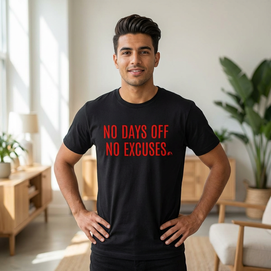 NO DAYS OFF NO EXCUSES Motivational T-Shirt Discipline Lifestyle Tee