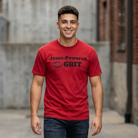 Jesus Powered Grit Faith T-shirt - Live Your Best Life