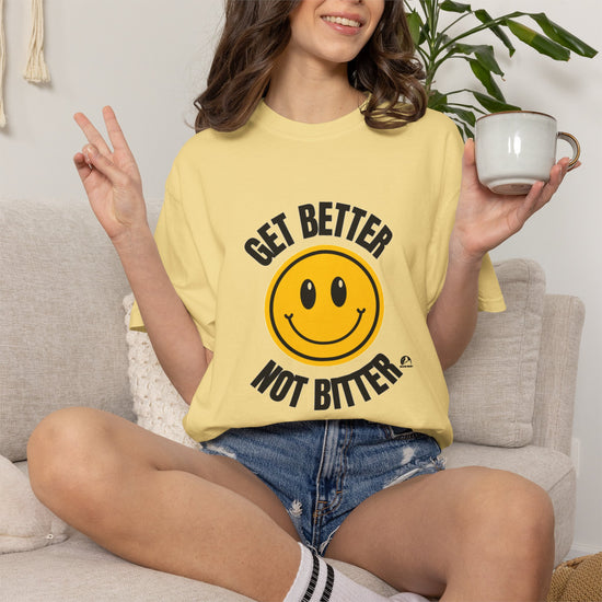 Get Better Not Bitter Classic T-Shirt — Retro Positive Smiley Graphic Tee