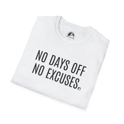 "No Days Off No Excuses shirt for individuals committed to hard work and success"
"Motivational 'No Days Off No Excuses' t-shirt for hustlers and goal-getters"
"No Excuses 'No Days Off' shirt for people dedicated to achieving their dreams"
"Grind and hustle with 'No Days Off No Excuses' motivational t-shirt"
"Hard work and no excuses 'No Days Off' t-shirt for determined individuals"
"No Excuses shirt with 'No Days Off' for those who never stop pushing"
"Dedication-driven 'No Days Off No Excuses' 