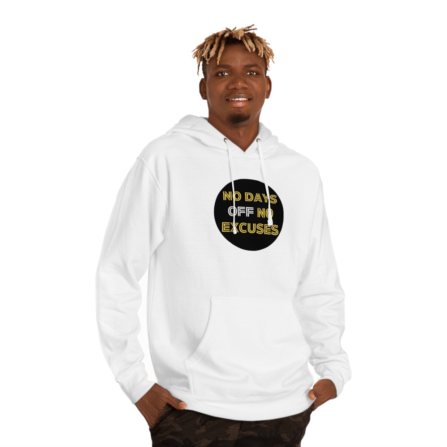 NO DAYS OFF NO EXCUSES Motivational Hoodie for Everyday Grind and Success